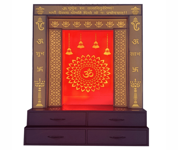 Acrylic Om Mandir With Storage Space | Acrylic Pillar