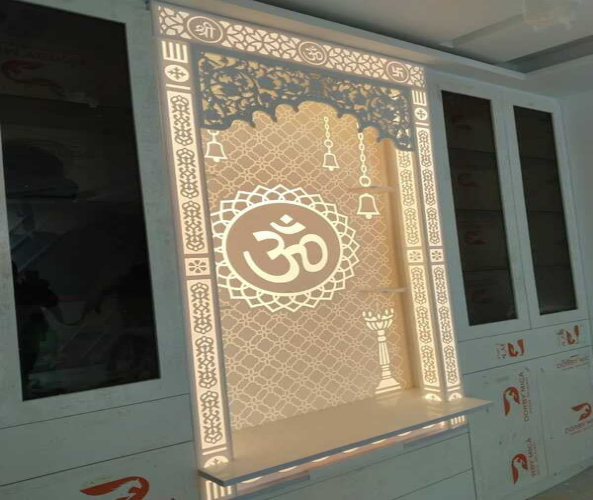 3D Corian Om Puja Mandir With Corian Pillar