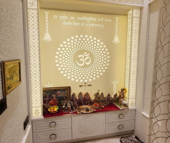 Divine Tranquility Full Corian Mandir with Backlight