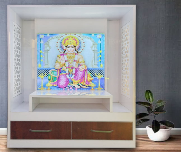 Hanuman Ji Mandir Printed on Acrylic with Storage Space