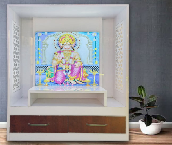 Hanuman Ji Mandir Printed on Acrylic with Storage Space