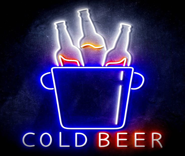 Cold Beer with Bucket of Beers LED Neon Sign