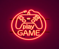 Play Game Neon Sign, Color Red