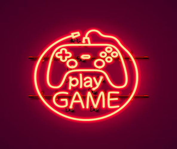 Play Game Neon Sign, Color Red