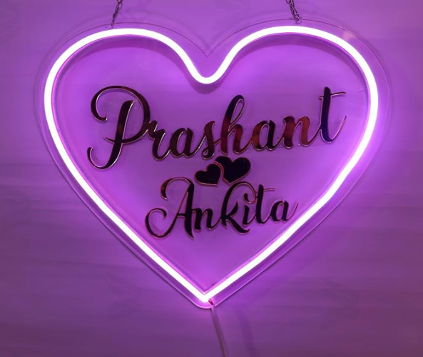 Name with Heart LED Neon Sign | Decorative Lights for Wall Decor Room