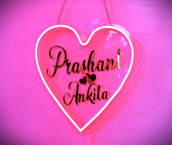 Name with Heart LED Neon Sign | Decorative Lights for Wall Decor Room