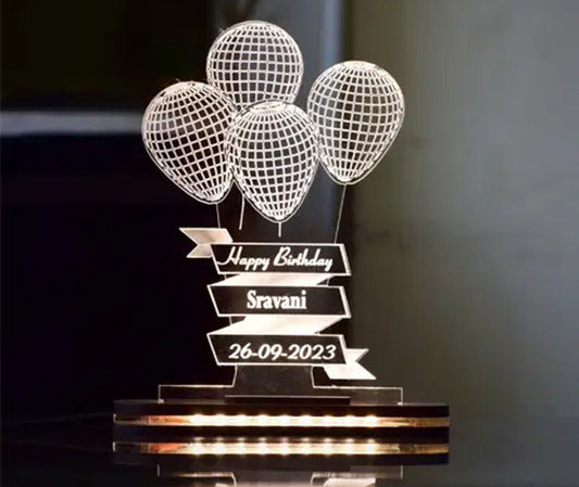 Personalized Balloons Acrylic 3D Illusion LED Lamp with Color Changing LED and Remote
