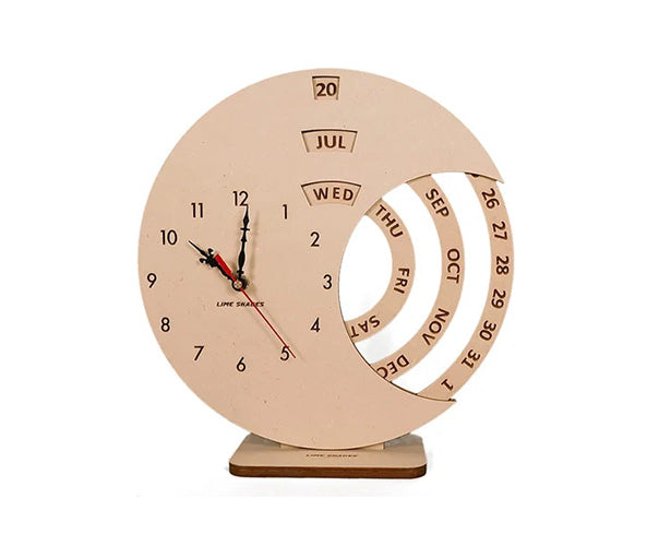 Analog Beige Lime Shades Perpetual Table Top Calendar Clock for Home