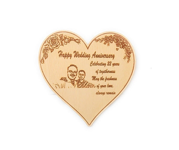 Happy Wedding Anniversary Wooden Photo Frame, Engraved Gift for Couple