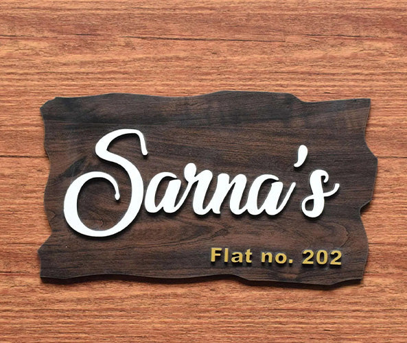 Classic Wooden Home Name Plate Design