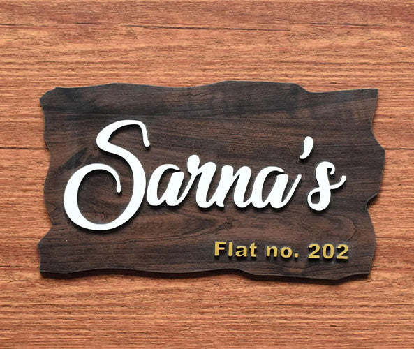 Classic Wooden Home Name Plate Design