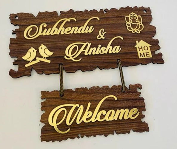 Wooden Plank Couple Name Plate