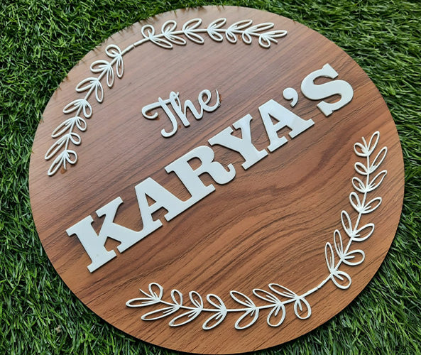 Round Wooden Acrylic Nameplate