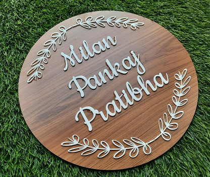 Round Wooden Acrylic Nameplate