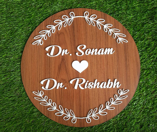 Round Wooden Acrylic Nameplate