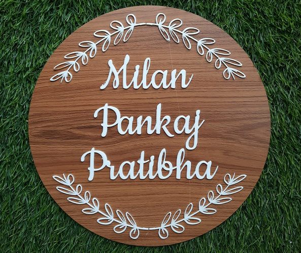 Round Wooden Acrylic Nameplate