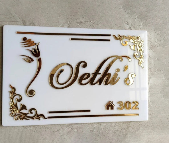 White and Golden Acrylic Home Plate