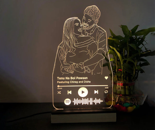 3D Illusion LED Line Art Lamp with Spotify Song Code