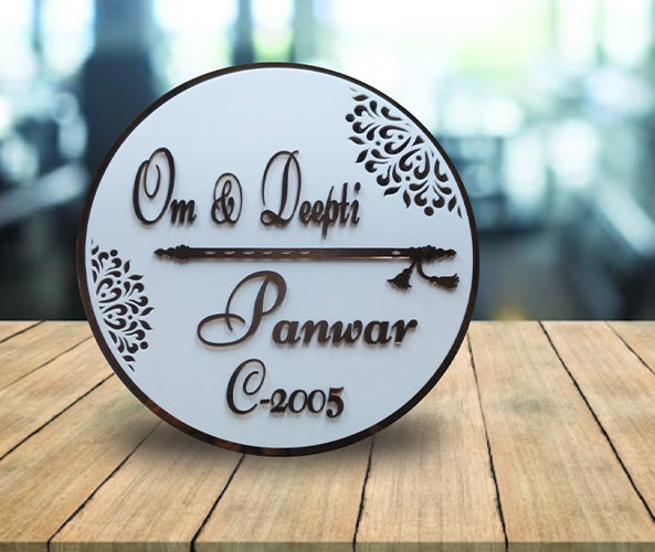 Round Nameplate with Corner Design