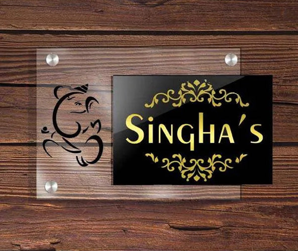 Acrylic Ganesha Name Plate - Name Plate Design for Home