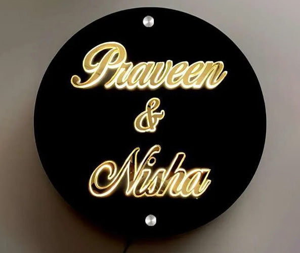 Name Plate - Round LED - Home Name Plate Design