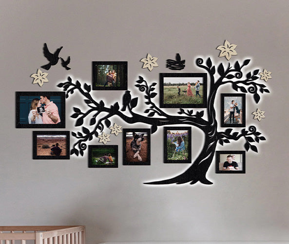 Led Family Tree With Photo Frames, Wall Light Decorations for Living Room, Bedroom: