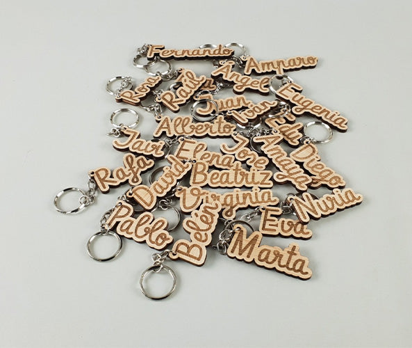 Wooden Keychain Engraved and Cut Out with Your Name