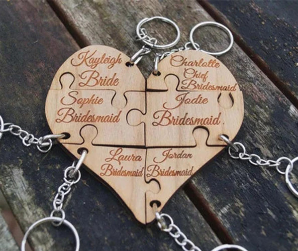 Customized Wooden Keyring for DIY Projects - Laser Engravable, Printable &amp; Writable