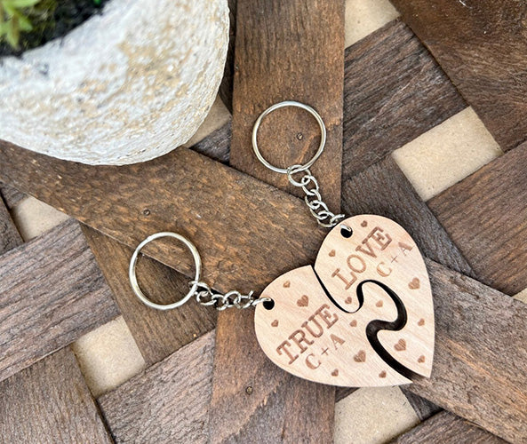 True Love Heart Keyring Set - Valentine's Day Couples