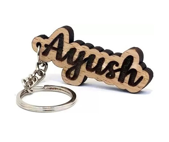 Customized Wooden Keychain with Your Name Keyring