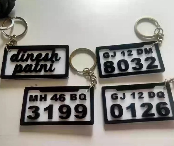 Acrylic Keychain | Wooden Number Plate