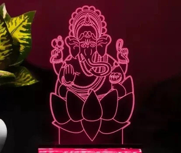 3D Illusion Lord Ganesha LED Night Lamp Color