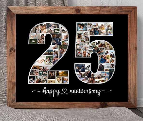 25th Wedding Anniversary Photo Frame Collage