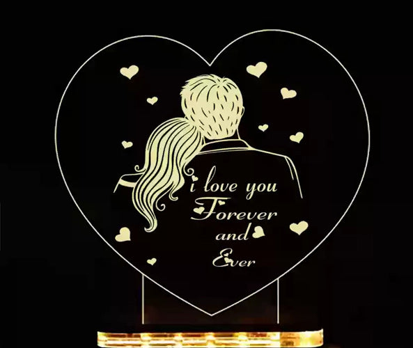 I Love You Forever And Ever Heart 3d Acrylic Led