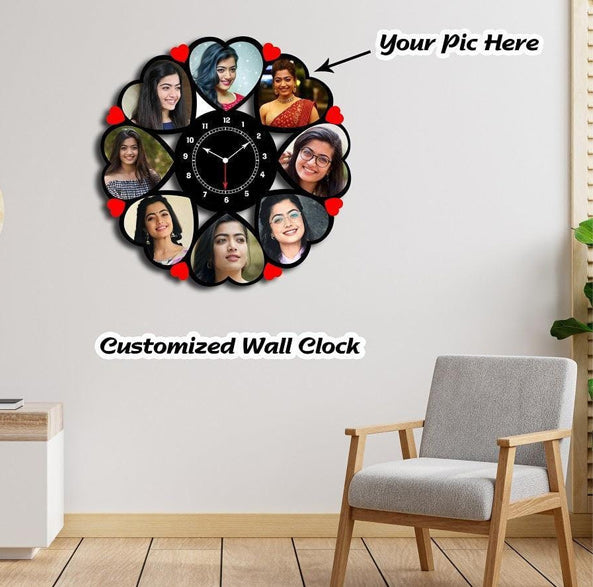 Heart Wooden Photo Wall Clock