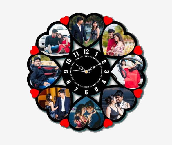 MDF Sublimation Photo Wall Clock With 8 pictures