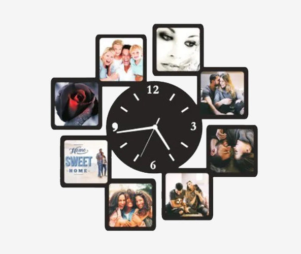 MDF Sublimation Photo Wall Clock With 8 pictures