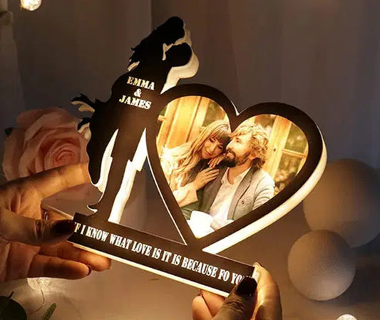 Beautiful Customized Photo Heart Couple Name Board