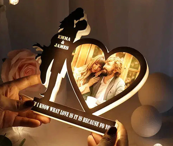 Beautiful Customized Photo Heart Couple Name Board