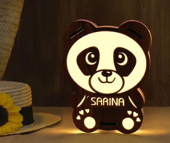 Customized Wooden Led Panda Lamp