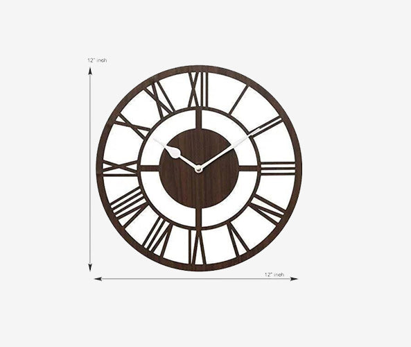 Classic Roman Number Dual Layer Wooden Wall Clock