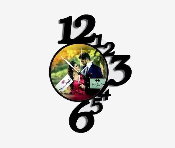 wooden wall clock with single picture