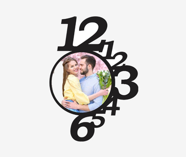 wooden wall clock with single picture