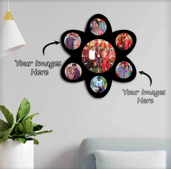 Flower Wooden Photo Wall Clock