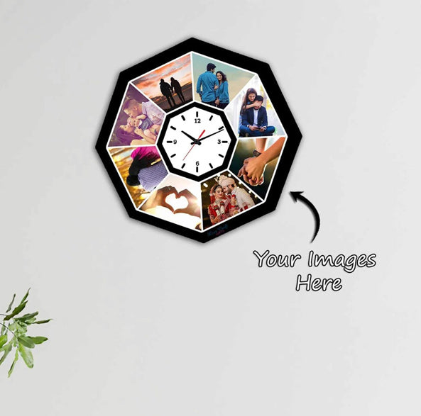 Collage Wooden Photo Wall Clock